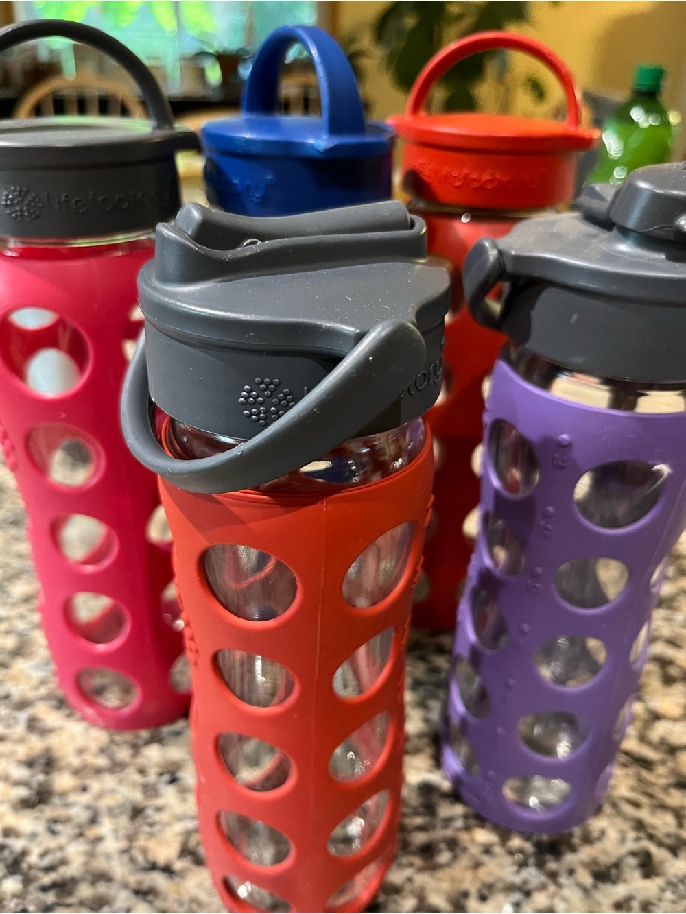 Lot of (5) Lifefactory Glass Water Bottles